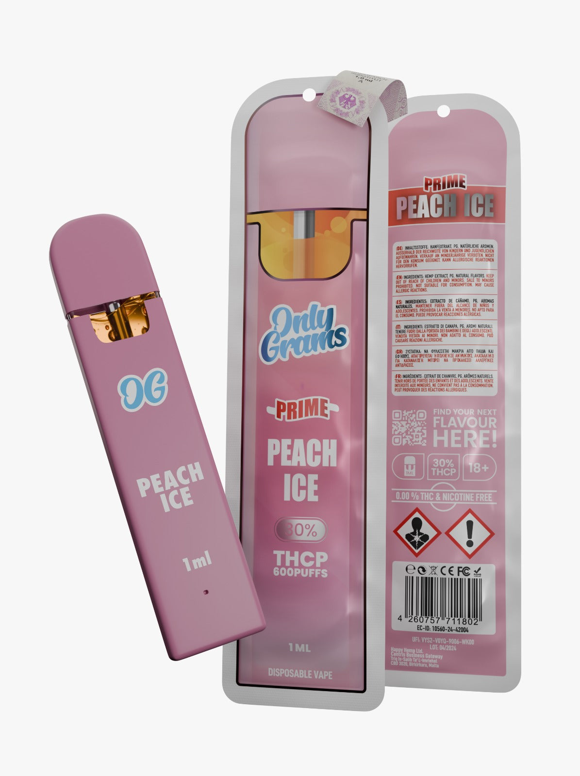 OnlyGrams Peach Ice (H) THCP 30% Vape